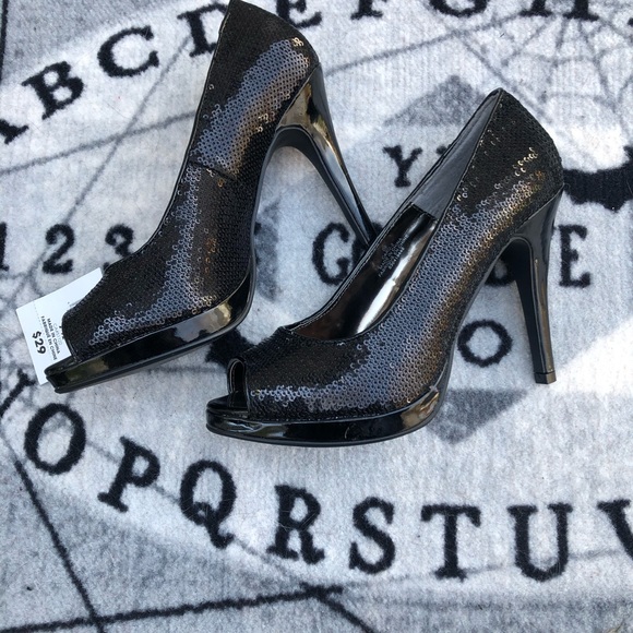NWT Black Sequin Heels - Picture 3 of 3